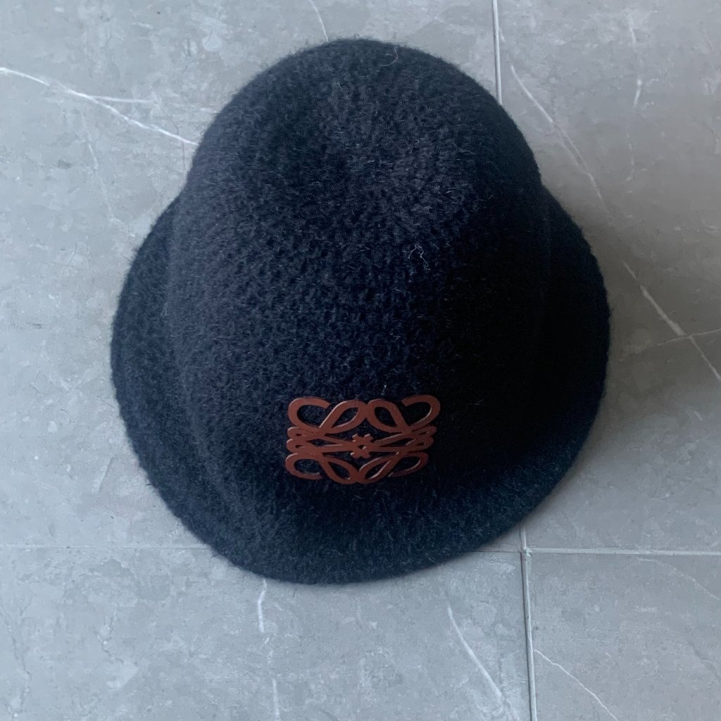Loewe Anagram Raffia Bucket Hat - Black